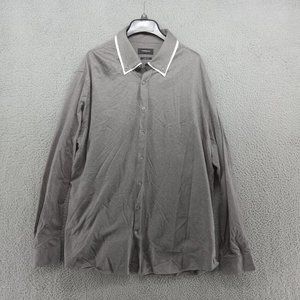 Lindbergh Shirt Mens 3XL Gray Slim Fit Button Up‎ Denmark Cotton Double Collar